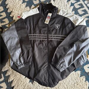 Raiders NFL Apparel Men's Black and Silver Windbreaker Size XXL